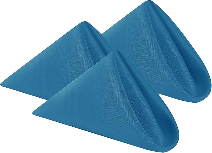 Cloth Napkins 20x20 inch Washable Polyester Dinner Napkins Soft Table Napkins for Wedding Party Dining Banquet(Mediterranean Blue,50PCS)