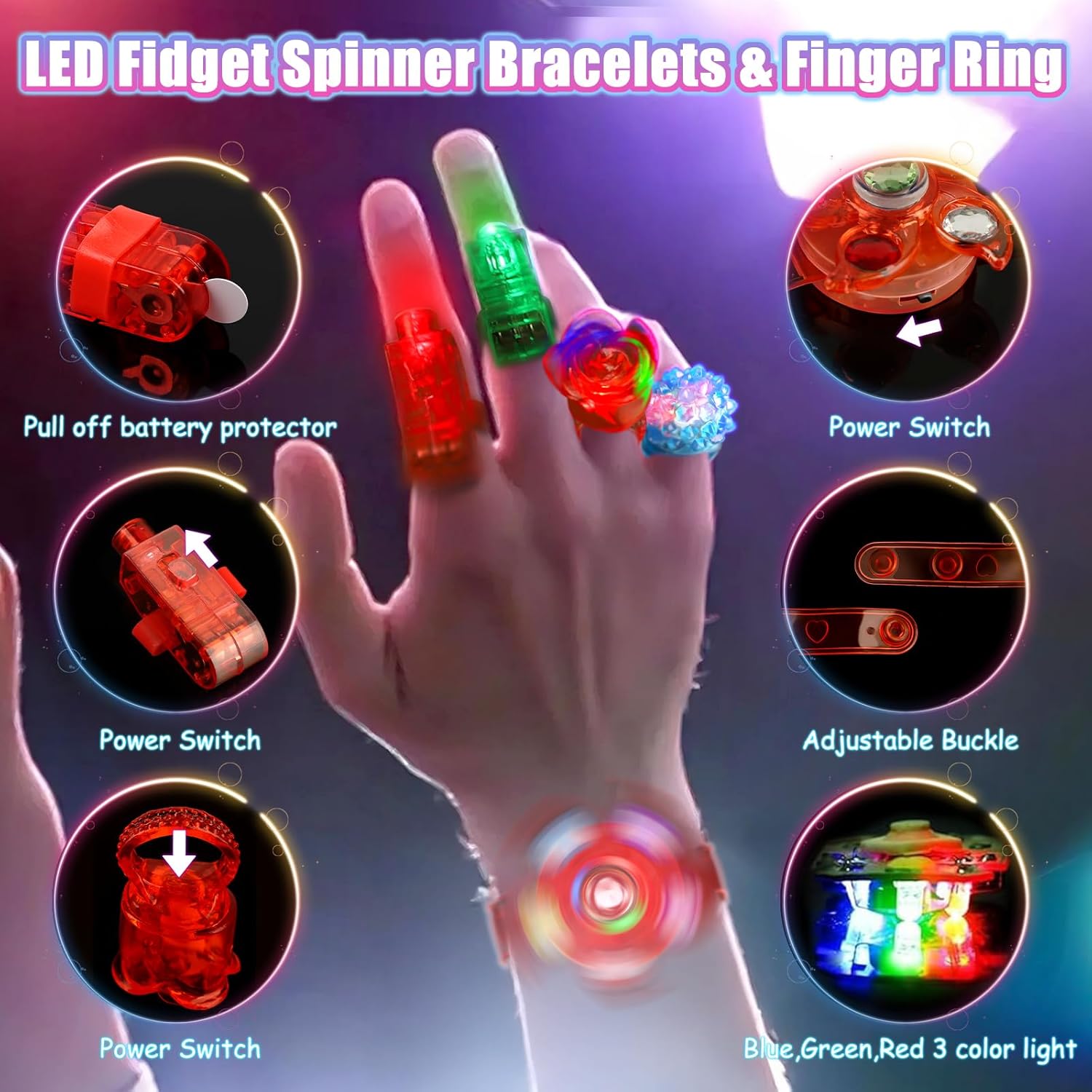 MIBOTE 269Pcs Led Light Up Toys Party Favors Glow in the Dark Party Supplies for Kid/Adults with Light Up Glasses,Headband,Rings,Bracelets,100 Glow Sticks Bulk Party Pack DIY Glow Neon Party Supplies