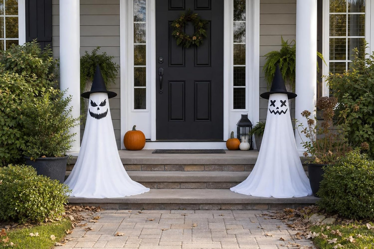 2‑pack 63" halloween decorations outdoor indoor with remote on a desk or shelf