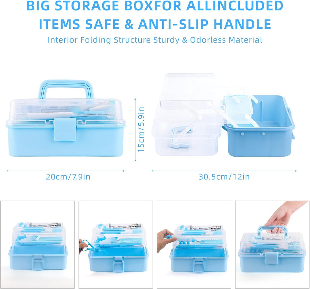 Cake Decorating Kit: Decorating Supplies Tools Kit 208 PCS Baking Accessories Include Spiping Bags and Tips Set, Piping Tips Set, Spatulas, Cake Scraper, 50 Piping Bags, Blue