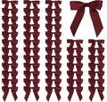 Satin Ribbon Bows for Gift Wrapping - 2.5 Inch Premade Bows with Twist Ties for Treat Bags, Birthday, Baby Shower, Wedding & Party Decorations - 50 Count (Burgundy)