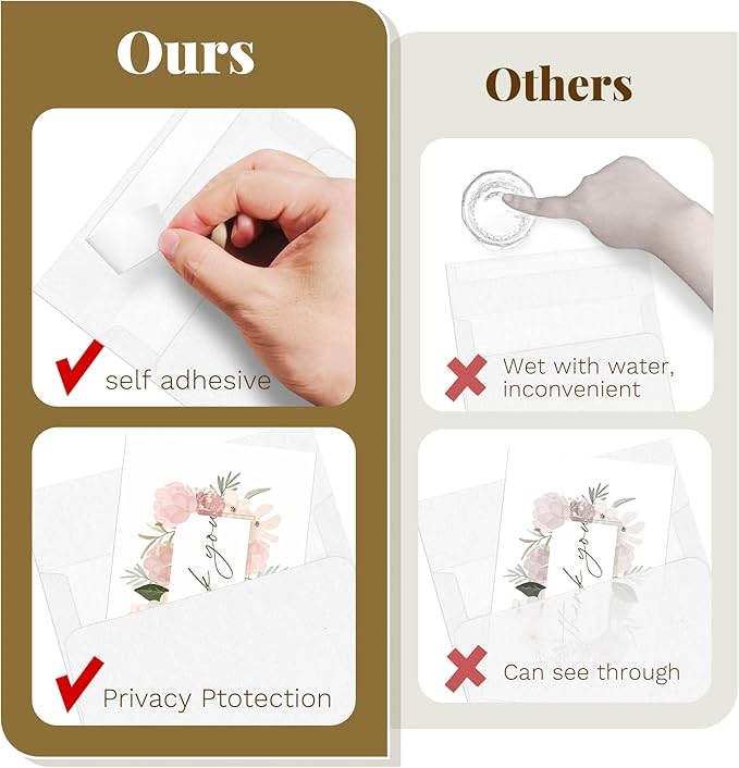 Goefun Blank Note Cards (Not Folded) and Envelopes 5 x 7 Flat Cardstock and A7 Envelopes Self Seal 100 Pack for Wedding, Invitations, DIY Postcards, Thank You Cards & All Occasion