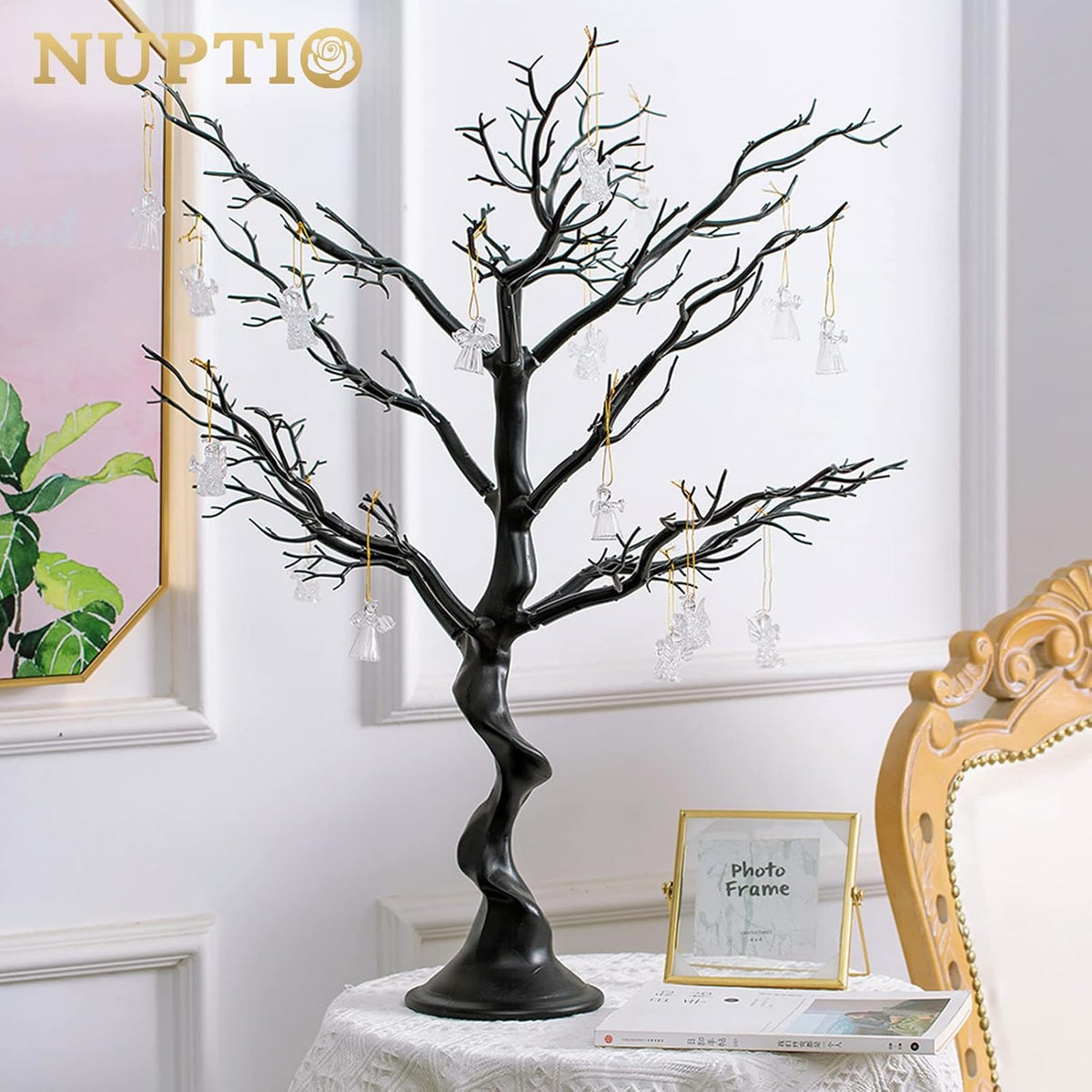 NUPTIO Black Ornament Tree, 30 Inch Artificial Halloween Spooky Branch