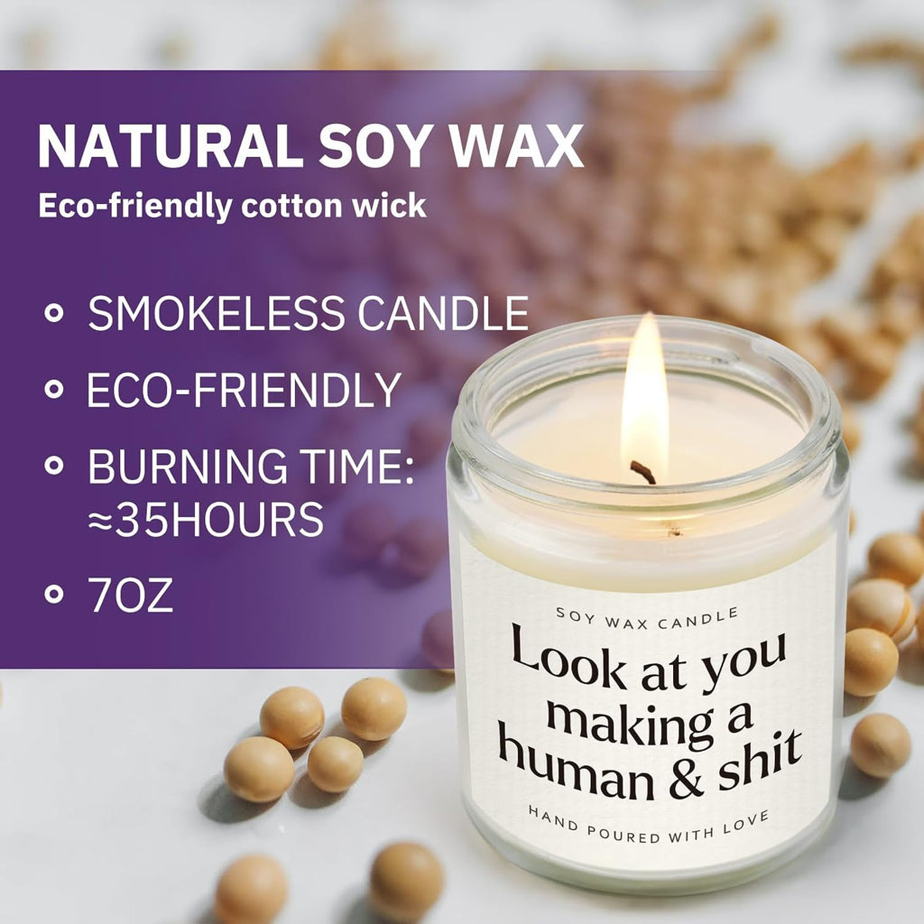 Funny New Mom Gifts, Handmade Scented Lavender Candle for New Mom After Birth, Postpartum Gift for Moms, First Time Moms Mothers Day Gift, Soy Wax Candle, 7 Oz
