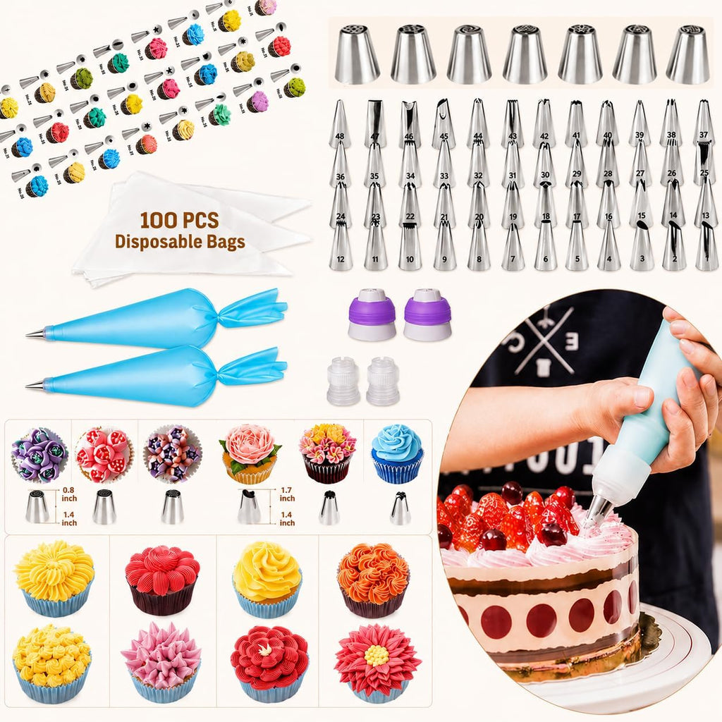 Cake Decorating Kits 567 PCS Baking Set with Springform Pans Set, Rotating Turntable, Decorating Tools, Cake Baking Supplies for Beginners and Cake Lovers (567 PCS Cake Decorating Kits)