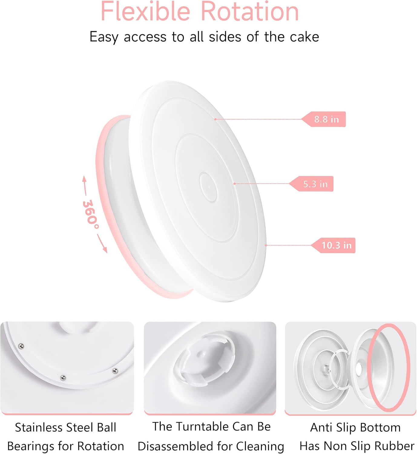 Cake Decorating Kit,137pcs Cake Decorating Supplies with Cake Turntable for Decorating,Pastry Piping Bag,Russian Piping Tips Baking Tools, Cake Baking Supplies for Beginners(Light Pink)