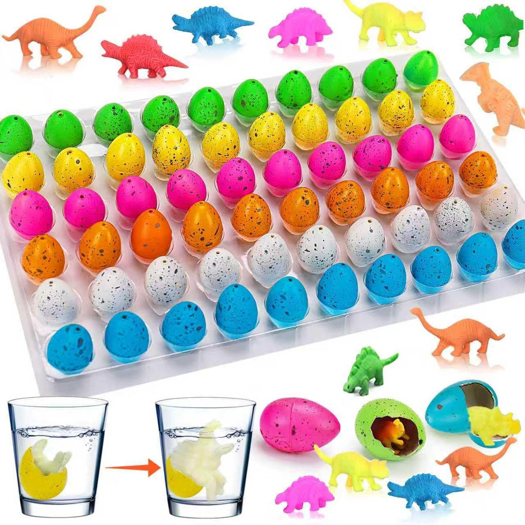 60PCS Small Hatching Dinosaur Eggs for Dinosaur Birthday Party Favors Goodie Bag Stuffers Classroom Carnival Prizes Bulk Non Candy Treats Pinata Fillers Novelty Grow in Water Dino Egg with Toys Inside