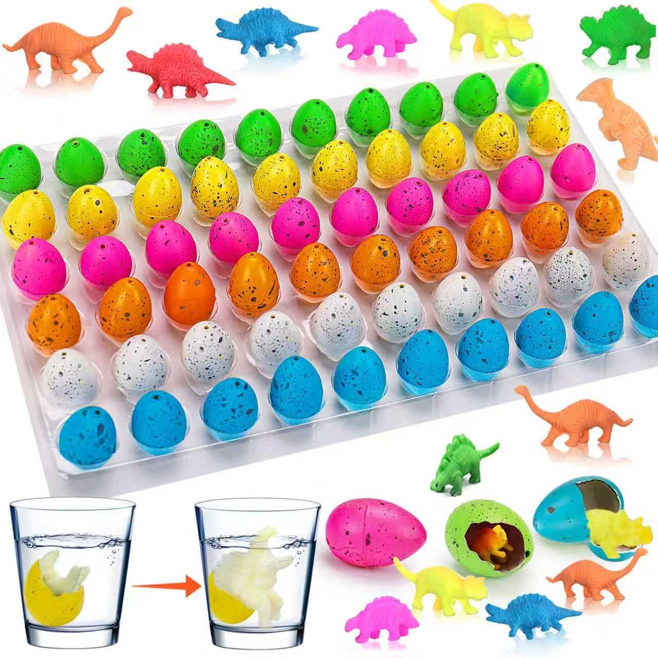 60PCS Small Hatching Dinosaur Eggs for Dinosaur Birthday Party Favors Goodie Bag Stuffers Classroom Carnival Prizes Bulk Non Candy Treats Pinata Fillers Novelty Grow in Water Dino Egg with Toys Inside