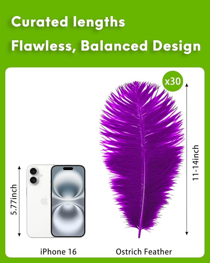 NEWONG 30pcs Purple Ostrich Feathers Natural Bulk 11-14inch(28-35cm) Vase Craft Wedding Home Party Centerpieces Christmas Day Decoration
