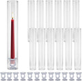 Glass Hurricane Candle Holders – 12 Clear Cylinder Covers & 12 Taper Candlestick Holders, 2.6" D x 13.8" H Windproof Candle Holders for Wedding, Patio Table, Outdoor Christmas Party Décor (12)