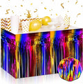 3 Pack 29 x108 Inch Rainbow Foil Fringe Table Skirts Metallic Banner for Tinsel Streamer Garland Backdrop for Parade Floats Wedding Thanksgiving Birthday Christmas Halloween New Year Party Decoration
