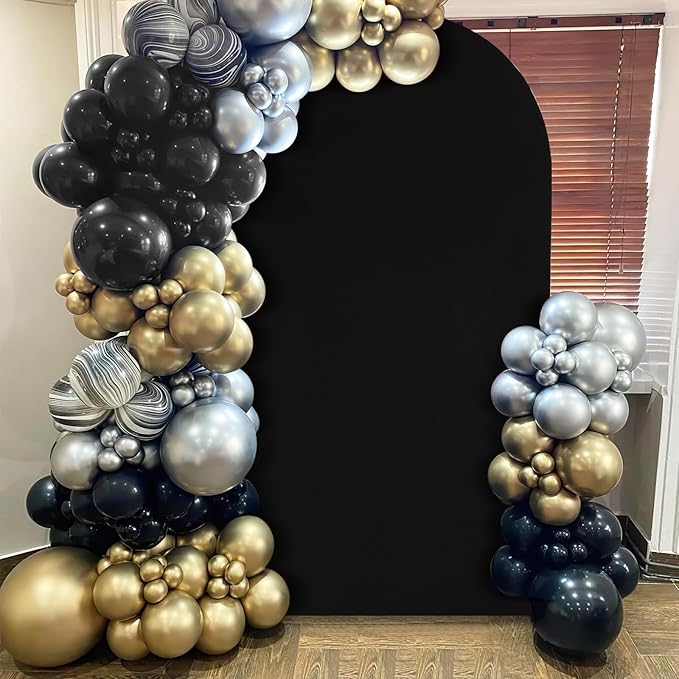 Black Arch Backdrop Cover 2.2ft x 5ft Fitted Spandex Arch Cover Balloon Arch Backdrop Fabric for Wedding Party Stage Decoations