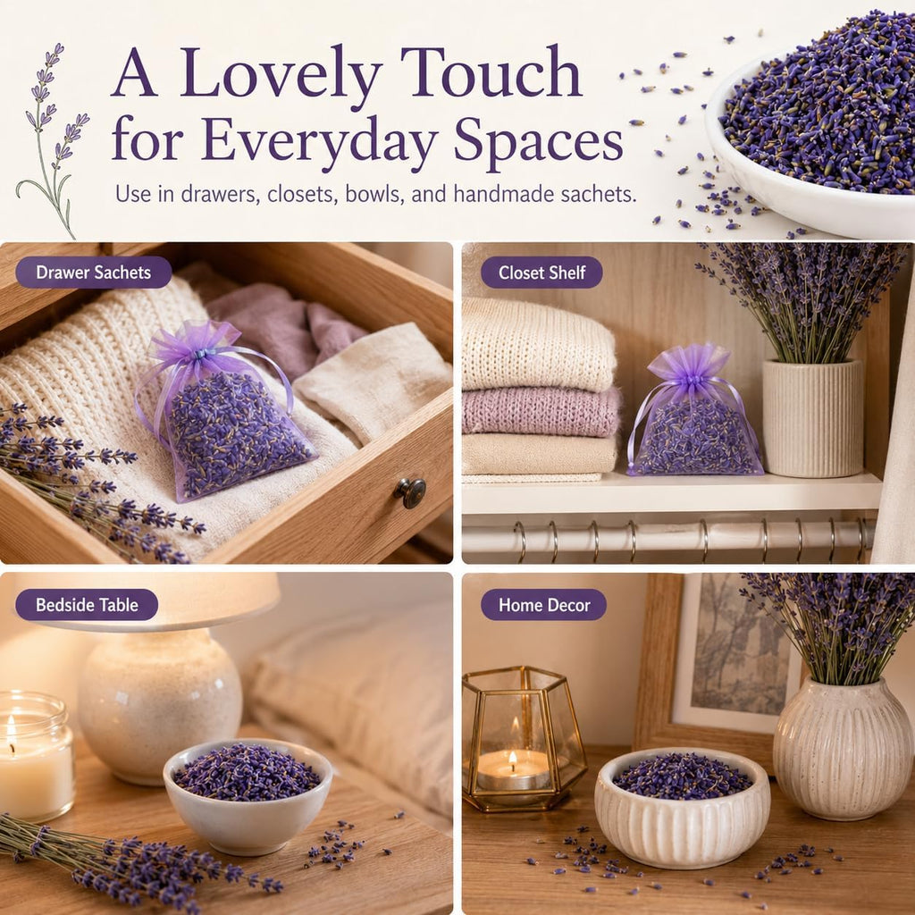 Sukh 3oz Dried Lavender Flowers - Make Sachets for Drawers and Closets | Lavender Buds for DIY Crafts, Bath Salts, Candles, Soap Making| Car Potpourri, Meditation| Wedding, Birthday, Bridal Shower