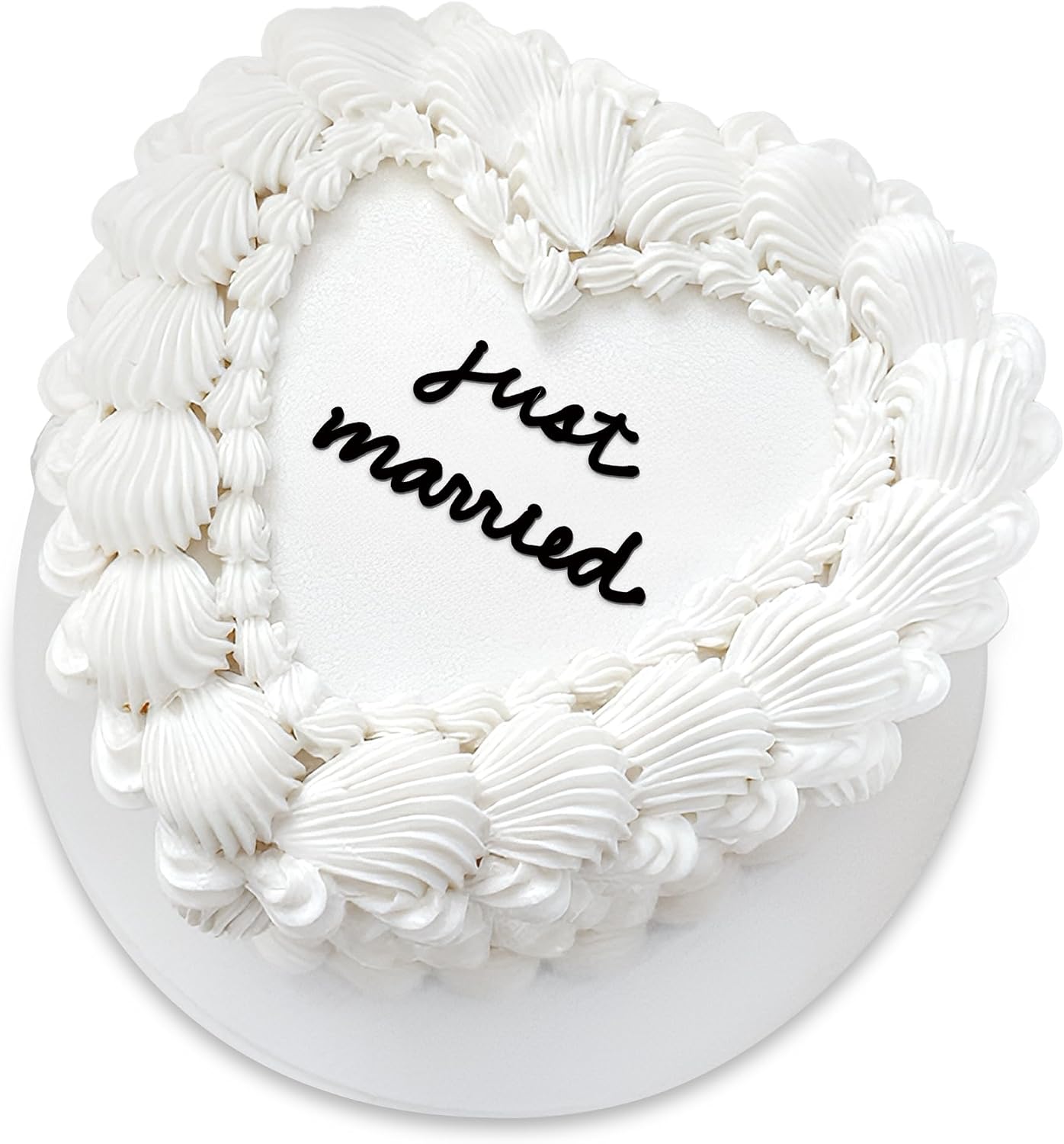 Acrylic Wedding Cake Topper - Elegant Vintage Heart Design for Bride & Groom - Just Married Cake Decor, Funny Wedding Cake Decoration (just married A)