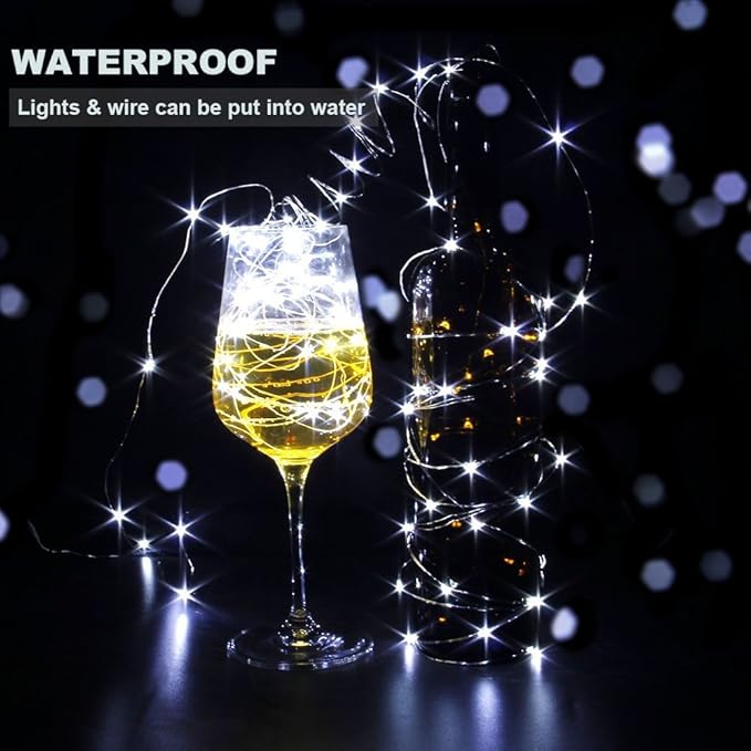 CYLAPEX 6 Pack Cool White Fairy String Lights Battery Operated Fairy Lights Firefly Lights LED Starry String Lights 3.3ft 20 LEDs Silvery Copper Wire for Christmas DIY Decoration Costume Wedding Party
