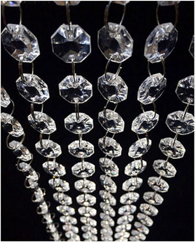 WAZHRMGHG 99FT Clear Acrylic Crystal Garland Strands Hanging Chandelier Bead Chain Ornament String Decorations for Manzanita Centerpiece Christmas Tree Wedding Party Celebration (99FT(30M))