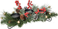 Lvydec Christmas Candle Holder Centerpiece - Pine Cones and Red Berry Table Centerpiece with 3 Candle Holders for Festival Table Home Decoration