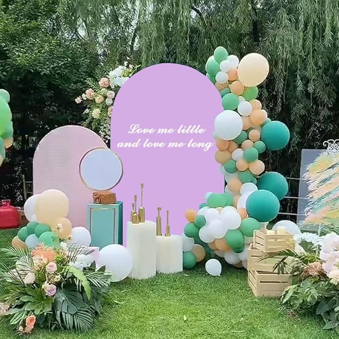 Purple Arch Cover 6ft Lavender Spandex Fitted Round Top Back Drop Covers Chiara Backdrop-Cover Wedding Arched Back Drop Panels for Bridal Shower Arch-Backdrop Banquet Garden Party Decor