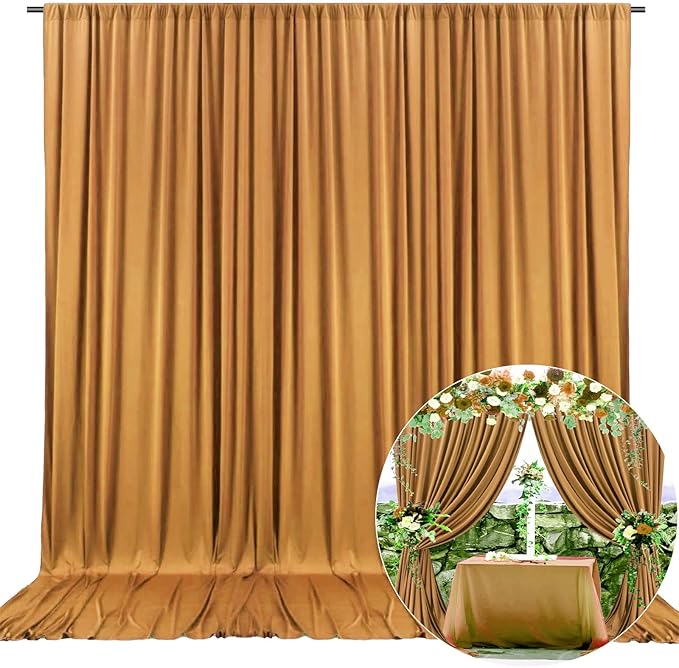 10 x 7 Feet Brown Backdrop Curtain for Partie, Background Curtains for Photoshoot, Birthday, Wedding, Halloween, Thanksgiving, Christmas Day, New Year Party Decorations 5Ft x 7Ft, 2 Panels