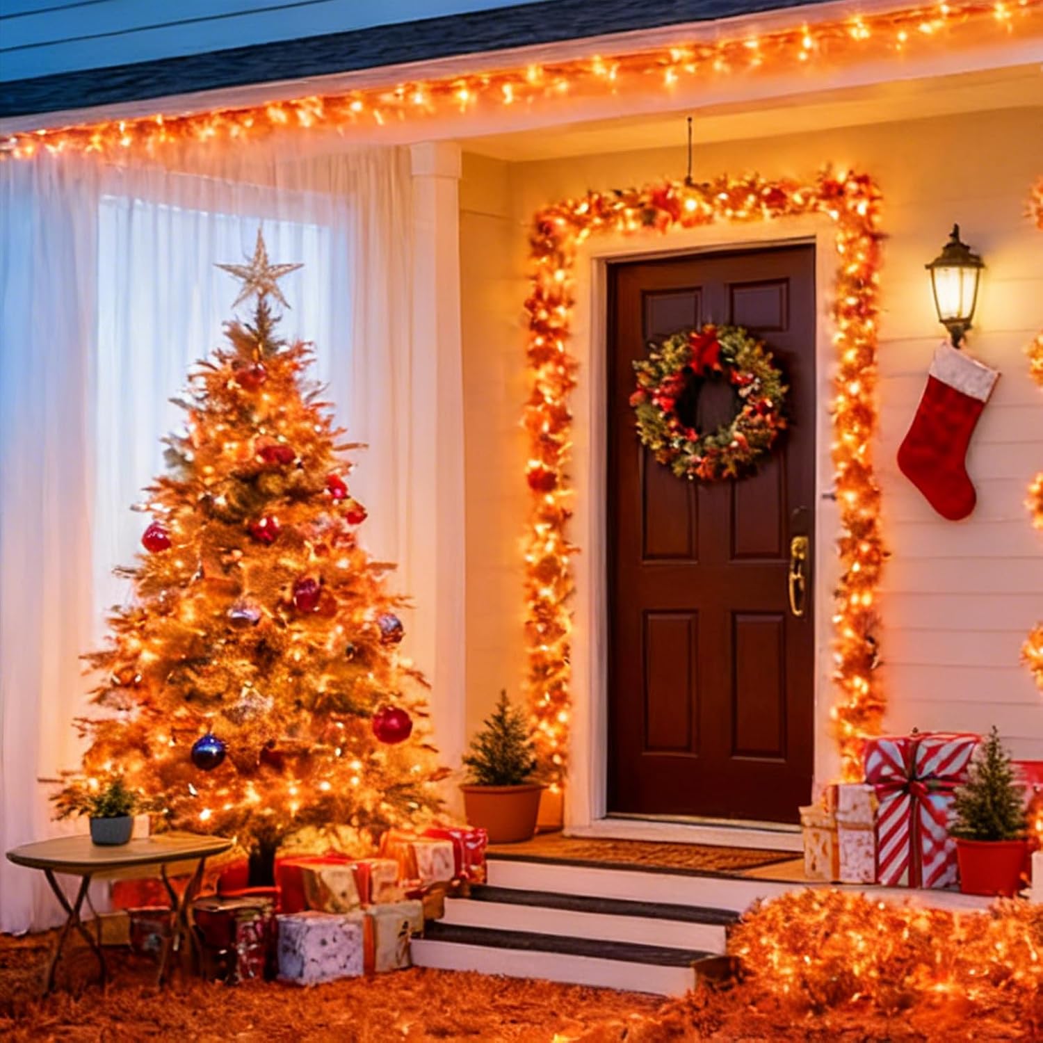 LAMPHOME Orange Thanksgiving Mini Lights, 21.6FT100 LED Autumn Fall String Lights,Connectable 120V Plug in for Outdoor Indoor Garden Party Halloween Christmas Xmas Tree Lights Yellow Decor