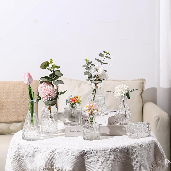 Bud Vases in Bulk 64, Glass Vases for Centerpieces, Small Vases for Flowers, Small Flower Vase for Centerpieces, Mini Vintage Vase, Clear Bud Vases for Wedding Table Decor