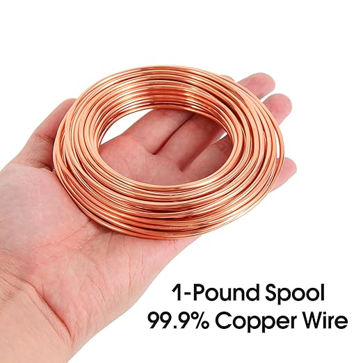 12 Gauge/2.0 mm 16.5 Feet 5 oz 99.9% Dead Soft Copper Wire for Electroculture Gardening, Jewelry Making, Beading, Science Projects, DIY Artwork, Pure Bare Copper Wire