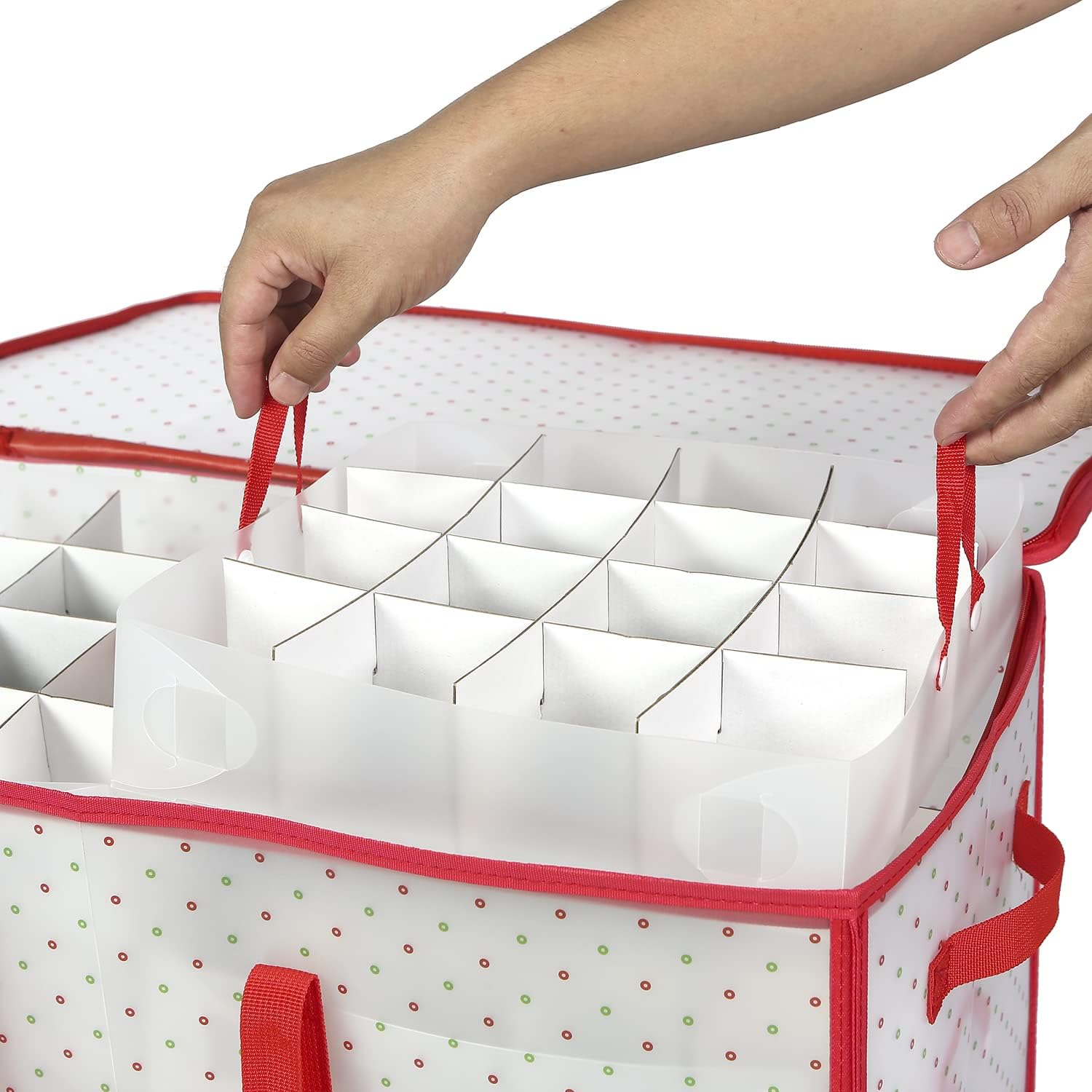 Sattiyrch Plastic Christmas Ornament Storage Box with Trays,Customizable Dividers, Dust-Proof Durable Ornament Organizer Holder,Christmas Storage Containers,Holds 128 x 3 Ornaments