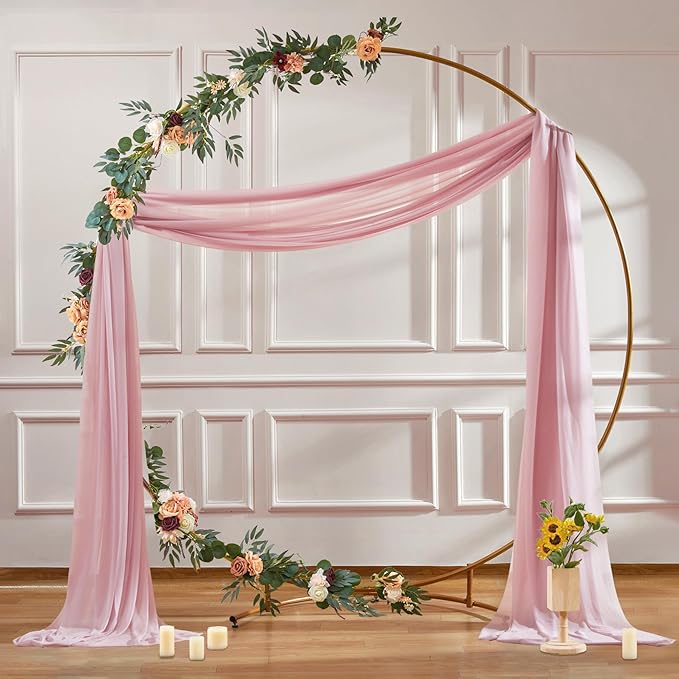 Wedding Arch Draping Fabric, 1 Panel 30" x 20Ft Dusty Rose Sheer Curtain Drapes Extra Wide & Long Backdrop Curtains for Easter Bridal Shower Backdrop Outdoor Party Arches Church Ceremony Decoration