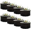 8 Pack Black Round Spandex Tablecloth 60 Inch, Wrinkle Free Stretch 120 Inch Fitted 5ft Black Table Cloths Round Table Covers with Ruffle Skirt for Graduation Wedding Party Banquet