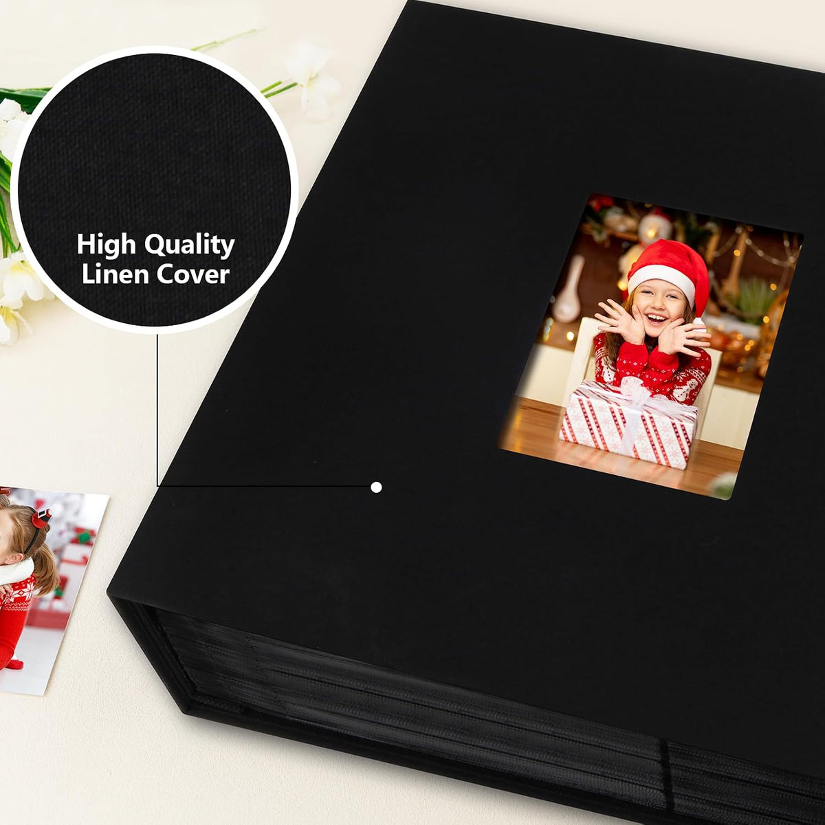 Aevdor Large Capacity 4x6 Photo Album, 1000 Photos, Linen Cover, Black