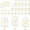 JOYIT 20 Sets Wedding Table Numbers 1-20 with 20 Pcs Holders, White Gold Cards with Place Card Holders, 4" x 6" for Wedding Reception and Birthday