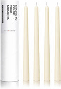 10" Classic Taper Candles, Ivory, 4-Pack, 7-8 Hours Long Burning, Unscented Tall Candlesticks