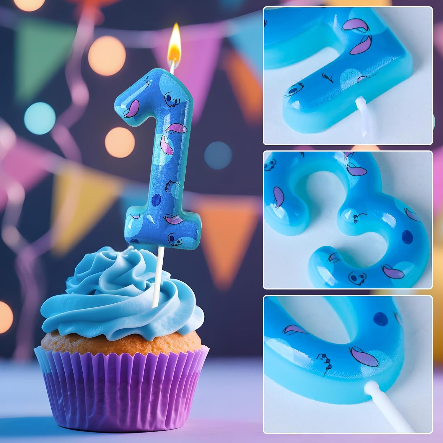Cartoon Number Birthday Candle Anime Theme Candle Number Candle Blue Birthday Cake Decoration Suitable for Boys and Girls Supplies Party Decoration (Number 1)