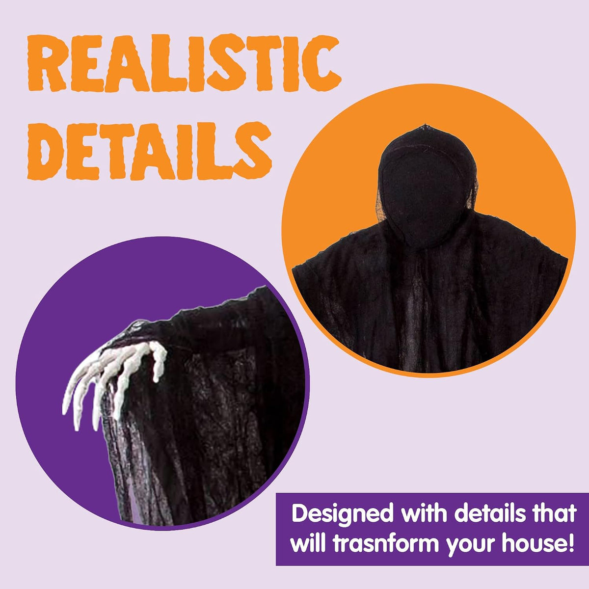 JOYIN 63” Halloween Decorations Outdoor Grim Reaper,Dark Faceless Hanging Gho...