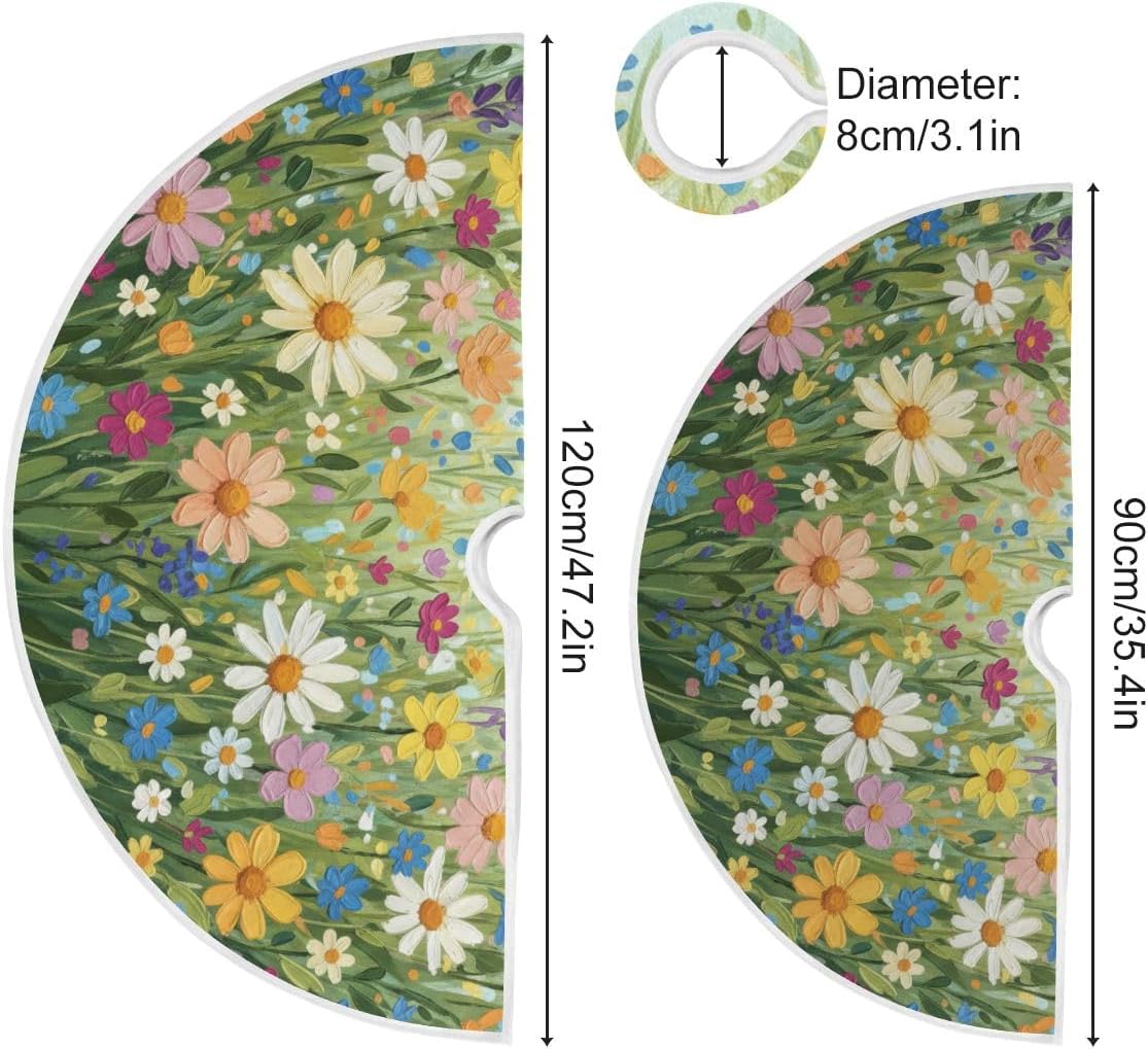 SUABO Spring Floral02 48 Inch Christmas Tree Skirt, Soft Xmas Tree Mat for Party Decoration Holiday Decor Christmas Decorations Indoor Outdoor