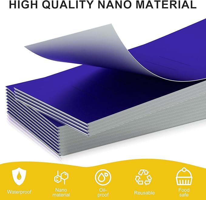 Polymer Material Reusable Napkin Band, Glue-Free Tear-Proof Water Resistant Oil-Proof Napkin Bands Set of 50(Front Blue Color and Back White), 6 Adjustable Sizes Napkin Rings