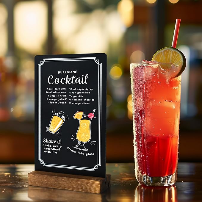 3 Pack Small Chalkboard Signs With Stand, 8x5'' Table Top Sign With Wooden Base, Double-Sided Mini Boards for Food Messages, Restaurant, Bar, Party, Store Decoration