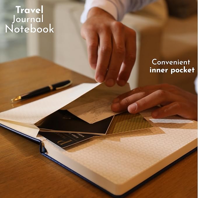 SETTINI Journal Notebook for Writing, Vegan Leather Hardcover Notebook - Pen loop, Back Pockets & Lay-Flat design, 120 GSM A5 College ruled Bleed free Paper, Gift Set for Men and Women, Saphire Blue - Birthday Gift