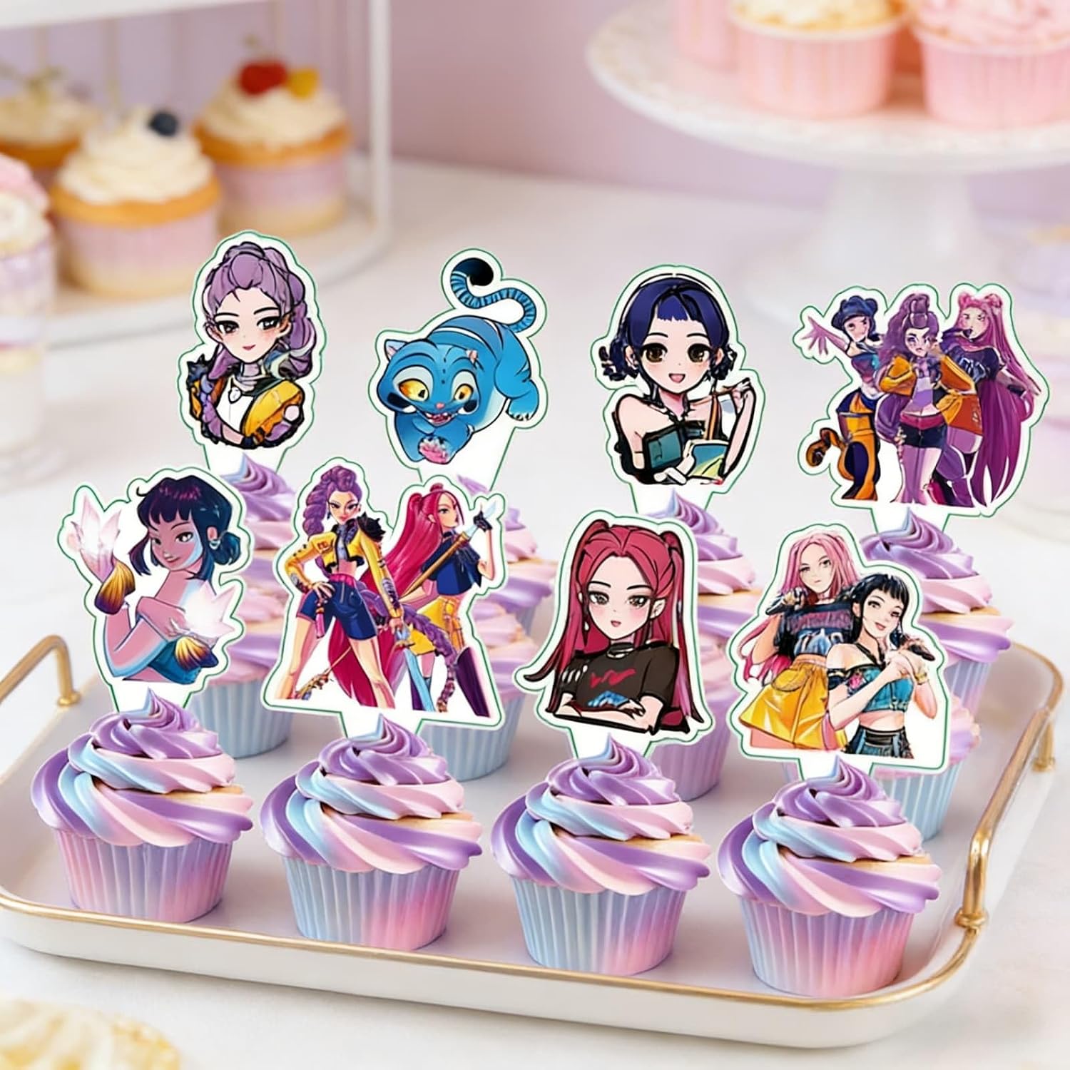 25 Pcs Cartoon Cake Decorations, Include 1 Happy Birthday Cake Toppers, 24 cupcake Topper for Cute Birthday Decorations