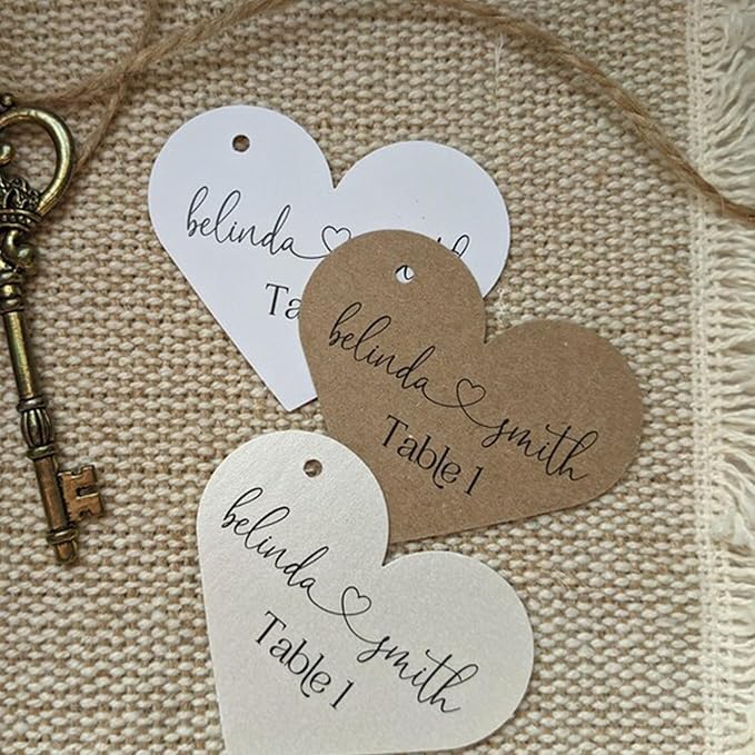 Custom Gift Tags, Personalized Heart Tags with Your Business Logo Heart Shaped Small Card Party Decoration Paper Gift Tags for Birthday Wedding Christmas