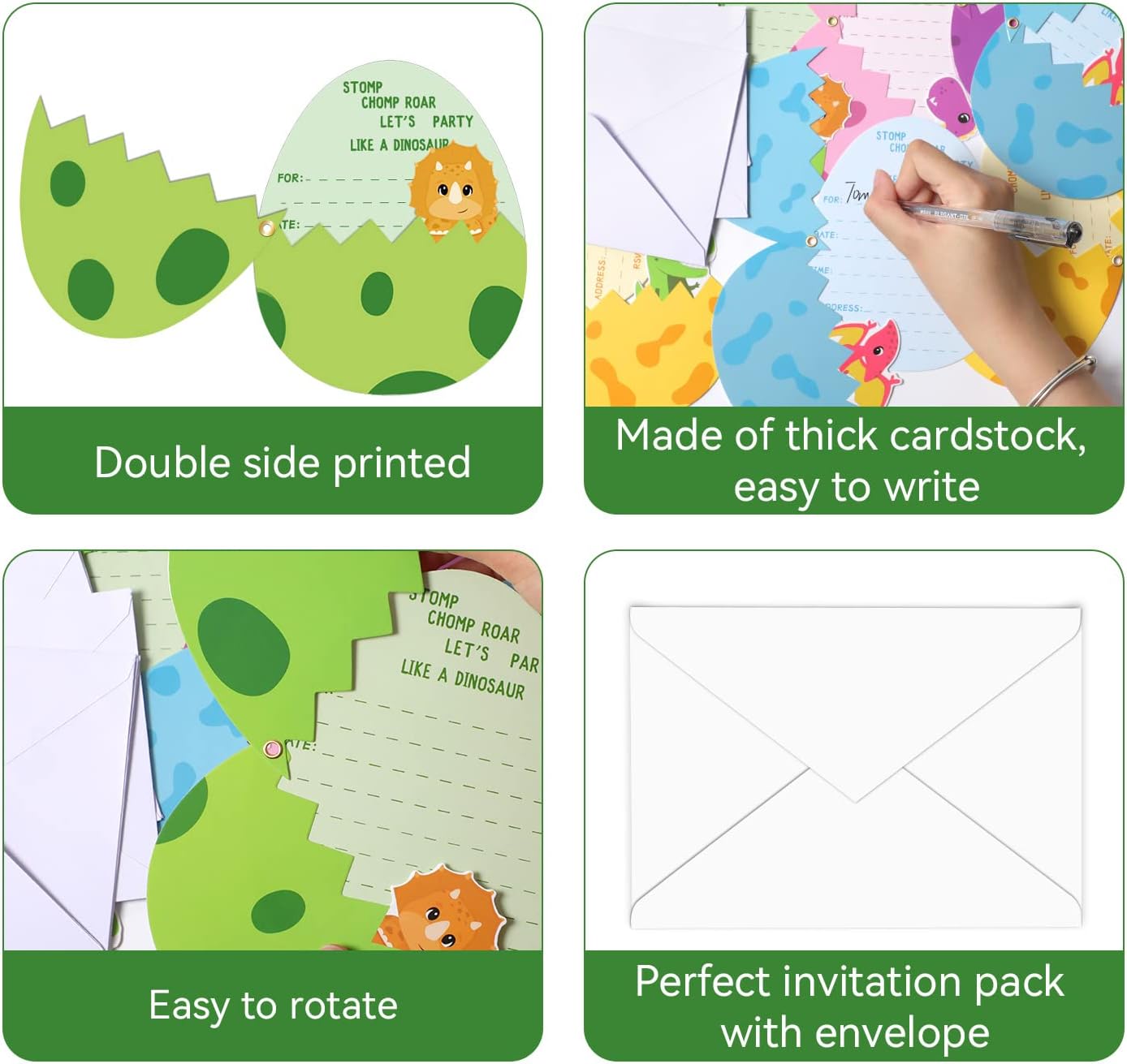 24 Pack Dinosaur Birthday Party Invitations Cards with Envelopes Dinosaur Party Supplies Fill In Birthday Dino Eggs Invite Cards Stickers for Kids Boys Girls Dinosaur Birthday Party Decorations Favor