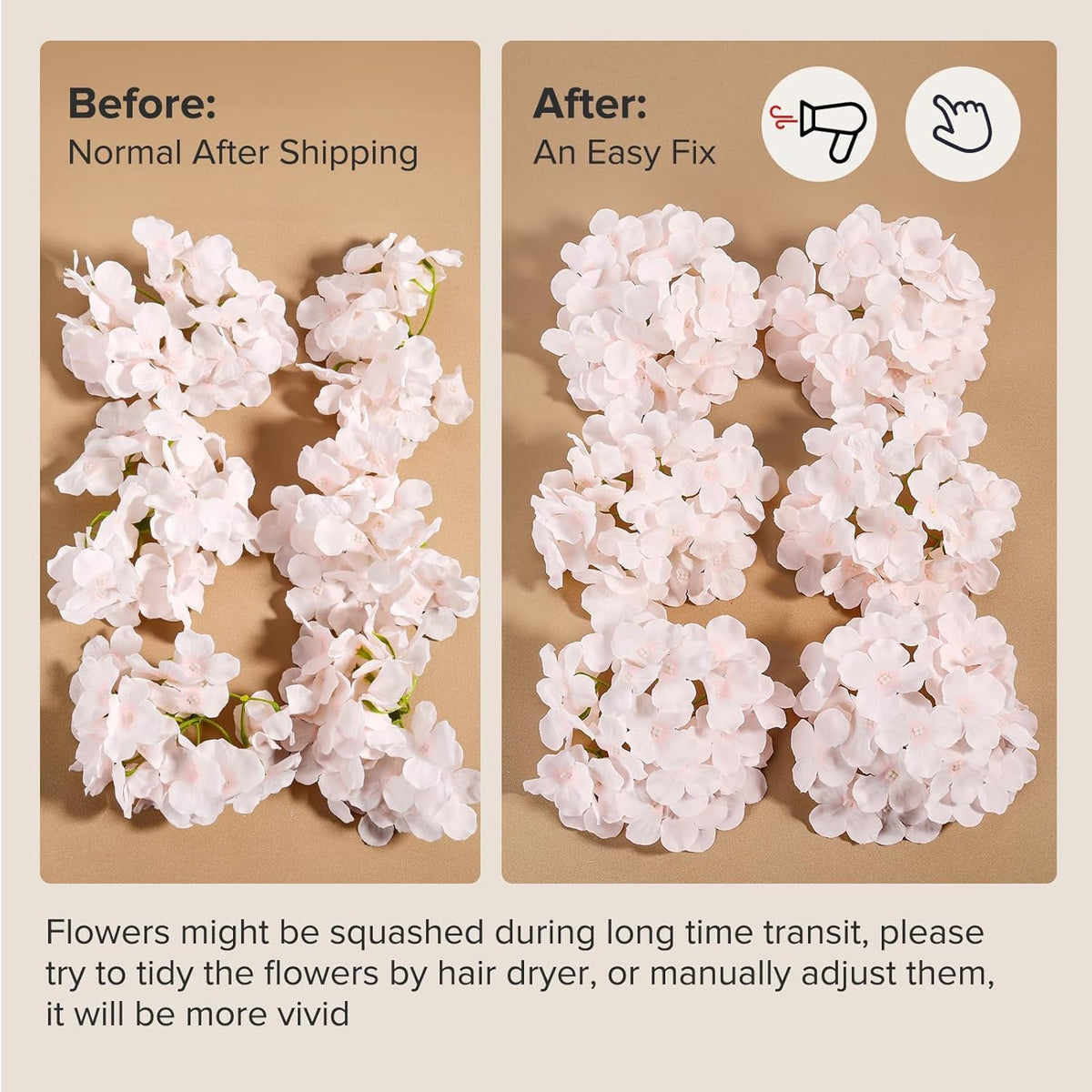 auihiay 64pcs pink hydrangea artificial flowers bulk, silk, front angle view