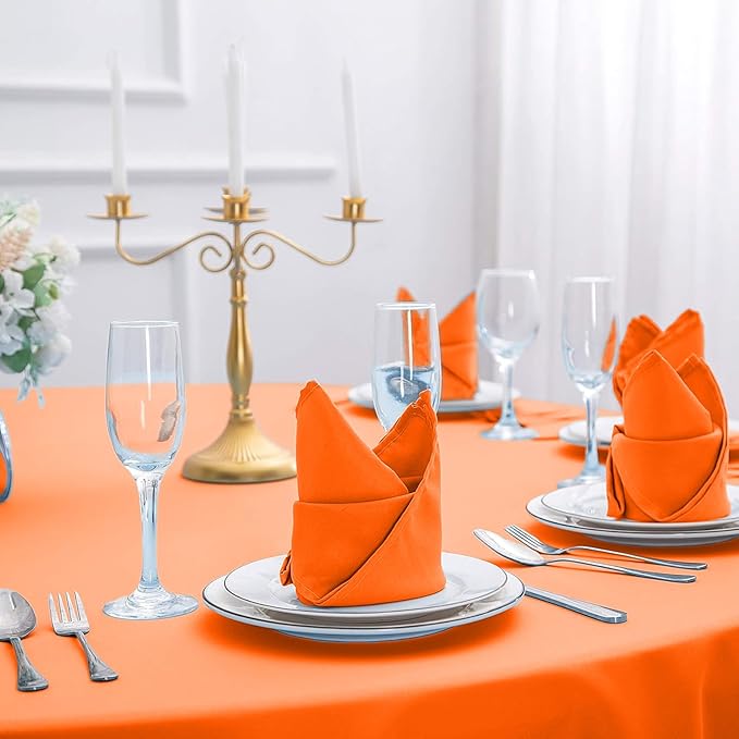 Cupuamon Cloth Napkins 20x20 inch Washable Polyester Dinner Napkins Soft Table Napkins for Wedding Party Dining Banquet(Orange,25PCS)