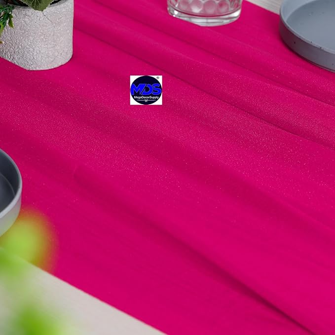 MDS Halloween Chiffon Table Runner - 15 Pack, 29 x 170 Inches, 14ft Each - Sheer Spooky Table Runners for Haunted House Parties, Trick-or-Treat Tables, Witchy Décor, Wedding & Events - Hot Pink