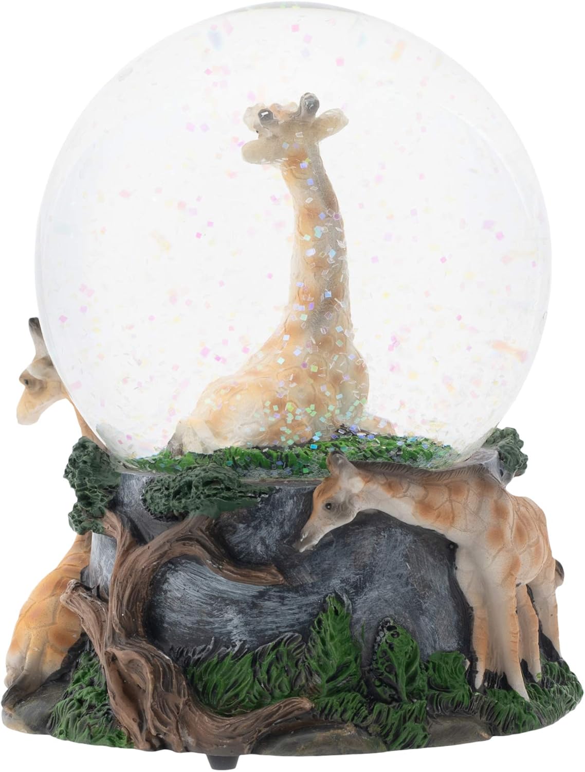 Elanze Designs Giraffe Friend Couple 100MM Sturdy Wind Up Musical Glitter Water Snow Globe Magical Tabletop Dresser Nightstand Figurine Decoration Plays Tune Born Free