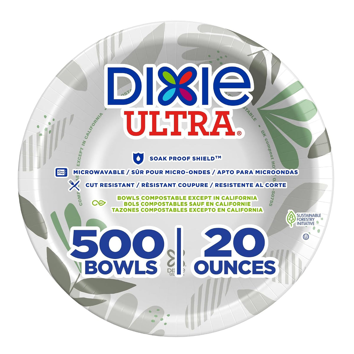 Dixie Ultra 20 oz Heavy-Weight Paper Bowls, Pathways, 500 Count, Bulk Case, 4...