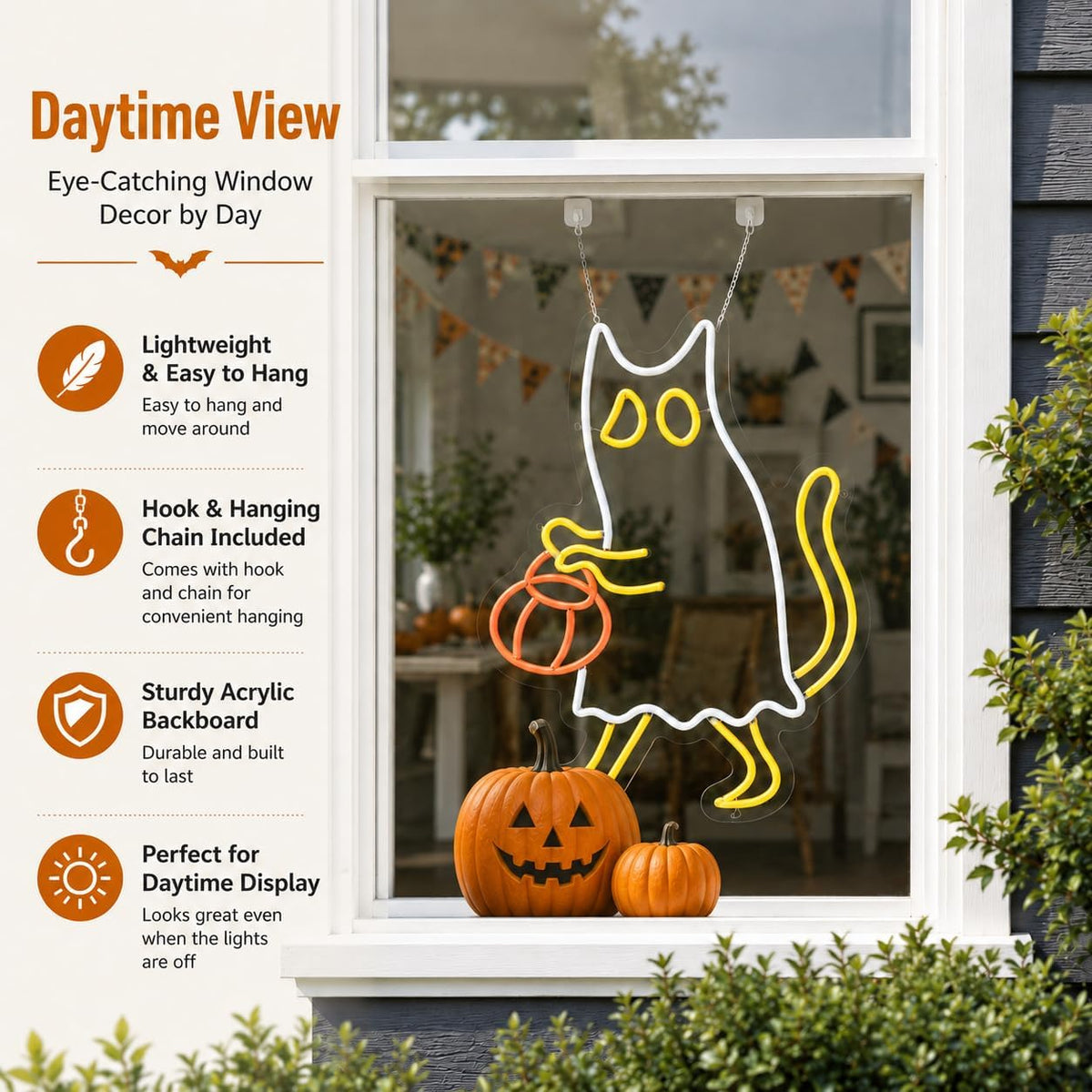 Halloween Neon Sign Ghost Cat Neon Light for Wall Decor