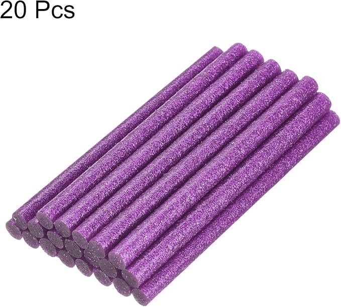 uxcell 20pcs Hot Glue Sticks for Glue Gun 11mm/0.43-inch x 8-inch Mini Hot Melt Adhesive Glue Stick Glitter Purple