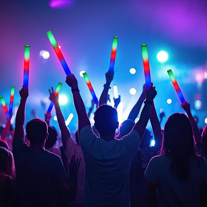 AOWDIAO 12 Pcs 16″ Foam LED Glow Sticks, 3 Light Up Modes, Party Favors for Wedding, Festival & More