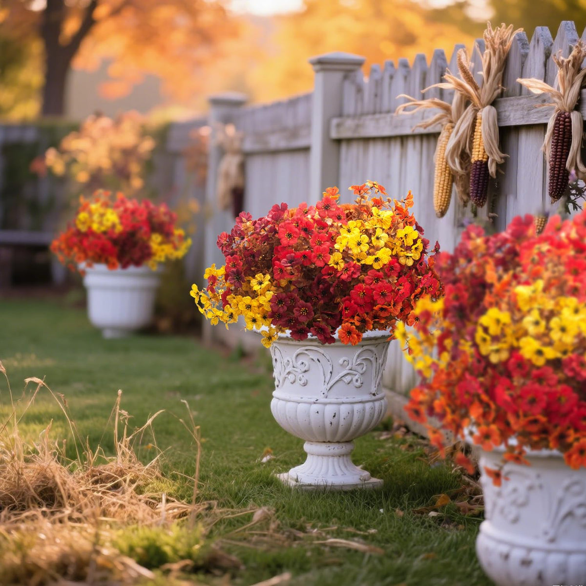 grunyia 20 bundles uv resistant artificial fall flowers, package contents